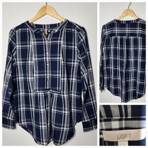 Ann Taylor LOFT Lightweight plaid Cotton shirt Size Medium